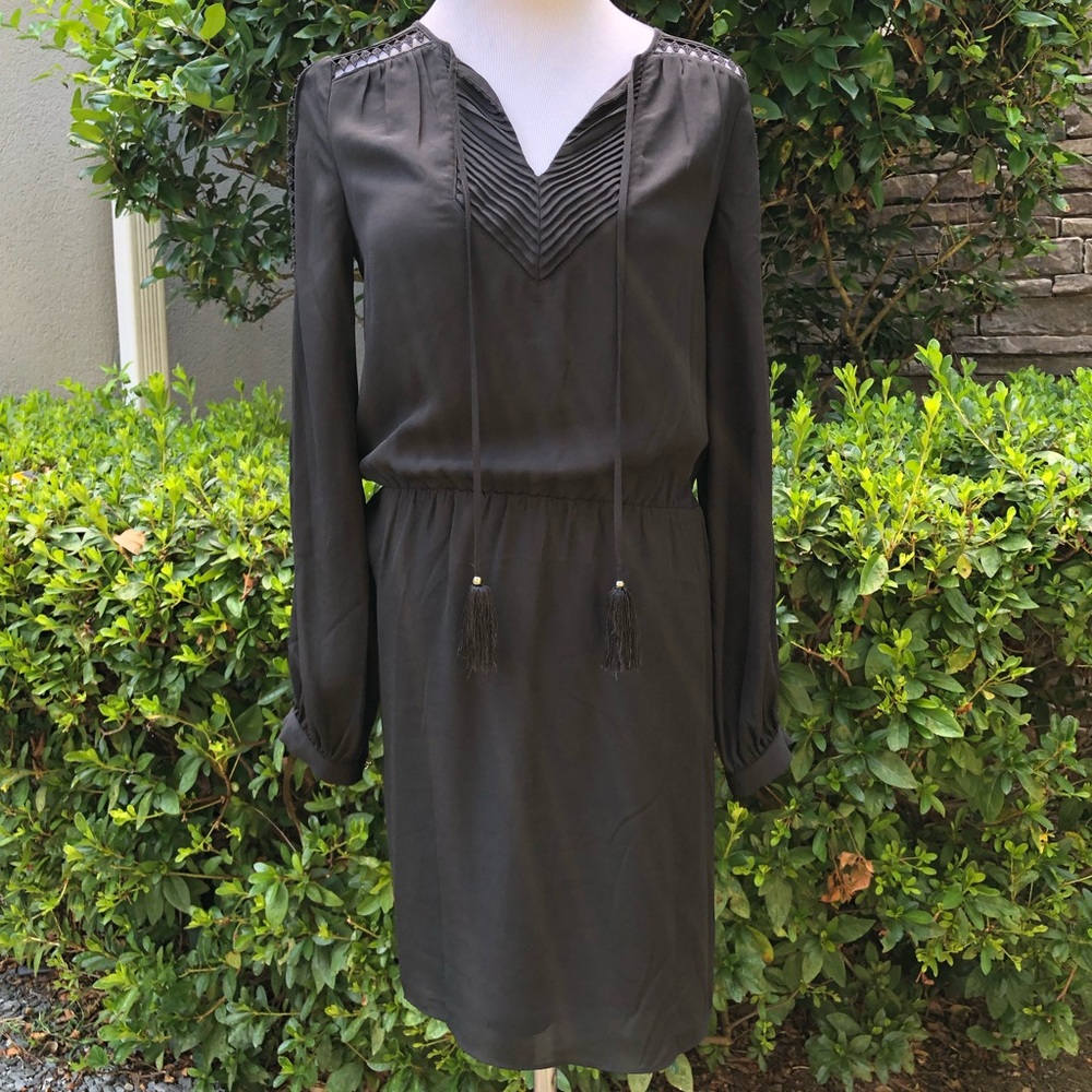 WHBM Black Chiffon-Sleeve shift dress